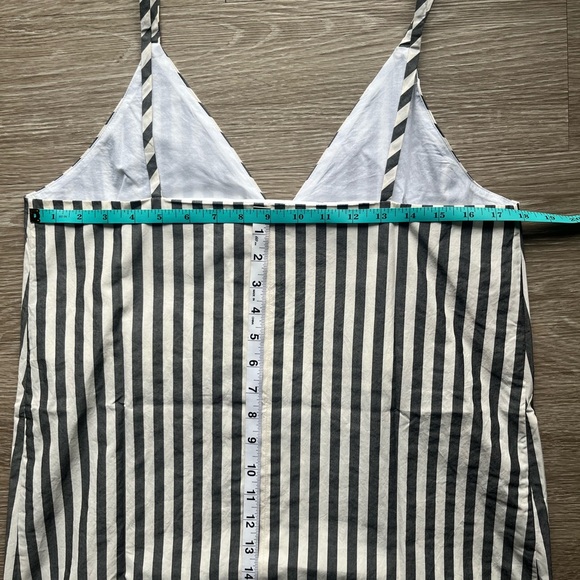 Everlane Poplin Linen Slip Dress V-Neck Black and White Stripe Size 6 Medium - Picture 5 of 12